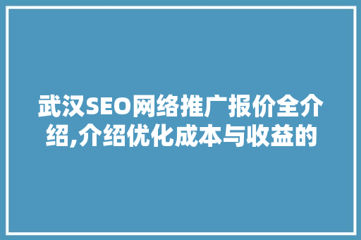 武汉SEO网络推广报价全介绍,介绍优化成本与收益的秘密
