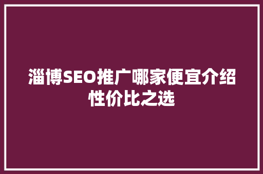 淄博SEO推广哪家便宜介绍性价比之选