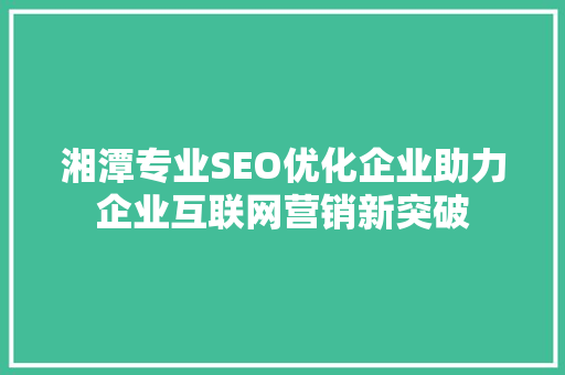 湘潭专业SEO优化企业助力企业互联网营销新突破