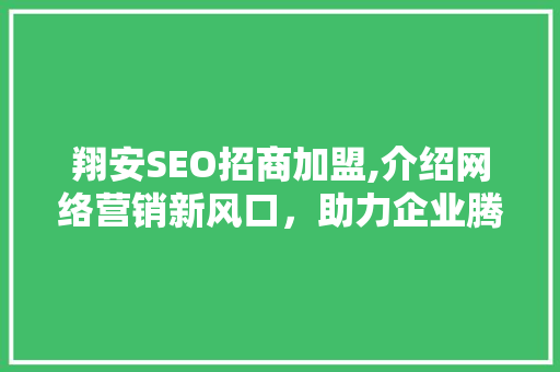 翔安SEO招商加盟,介绍网络营销新风口，助力企业腾飞