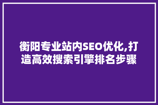 衡阳专业站内SEO优化,打造高效搜索引擎排名步骤