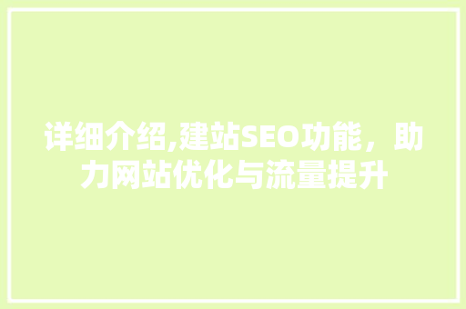 详细介绍,建站SEO功能，助力网站优化与流量提升