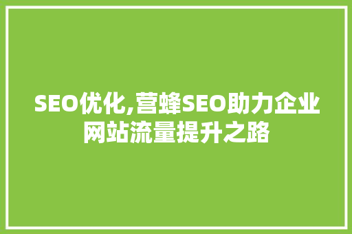 SEO优化,营蜂SEO助力企业网站流量提升之路