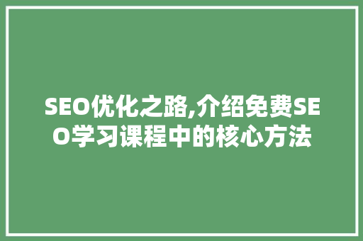 SEO优化之路,介绍免费SEO学习课程中的核心方法