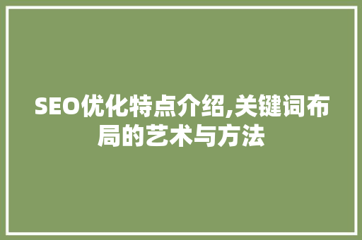 SEO优化特点介绍,关键词布局的艺术与方法
