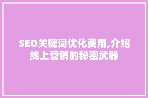SEO关键词优化费用,介绍线上营销的秘密武器