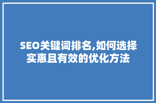 SEO关键词排名,如何选择实惠且有效的优化方法