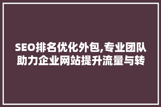 SEO排名优化外包,专业团队助力企业网站提升流量与转化率