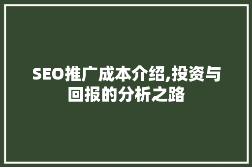 SEO推广成本介绍,投资与回报的分析之路