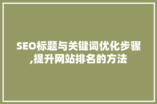 SEO标题与关键词优化步骤,提升网站排名的方法