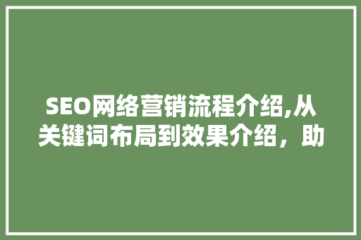 SEO网络营销流程介绍,从关键词布局到效果介绍，助您轻松实现网络营销目标