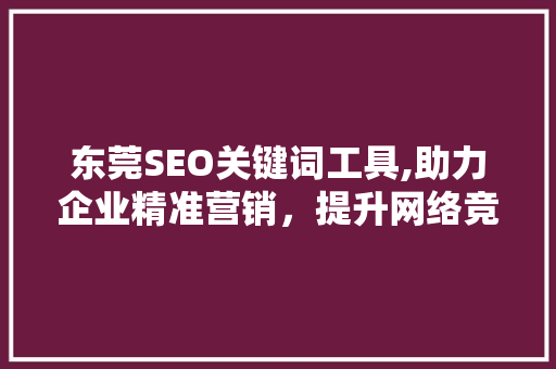 东莞SEO关键词工具,助力企业精准营销，提升网络竞争力
