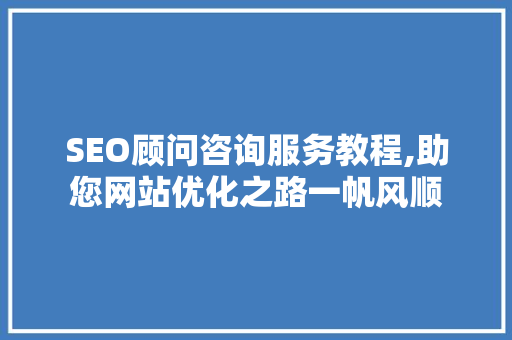SEO顾问咨询服务教程,助您网站优化之路一帆风顺