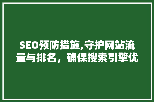 SEO预防措施,守护网站流量与排名，确保搜索引擎优化稳定进行