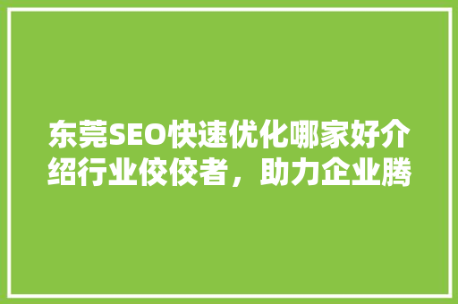 东莞SEO快速优化哪家好介绍行业佼佼者，助力企业腾飞  第1张