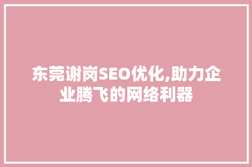 东莞谢岗SEO优化,助力企业腾飞的网络利器