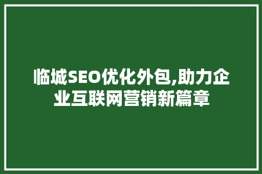 临城SEO优化外包,助力企业互联网营销新篇章