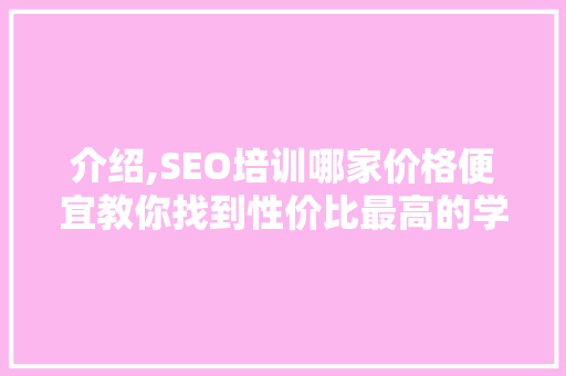 介绍,SEO培训哪家价格便宜教你找到性价比最高的学习资源！  第1张