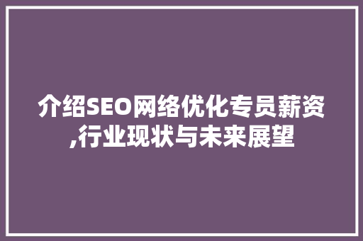 介绍SEO网络优化专员薪资,行业现状与未来展望