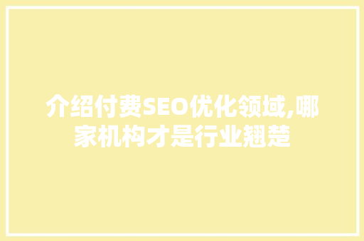 介绍付费SEO优化领域,哪家机构才是行业翘楚