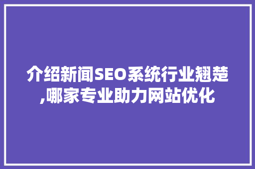 介绍新闻SEO系统行业翘楚,哪家专业助力网站优化