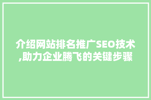 介绍网站排名推广SEO技术,助力企业腾飞的关键步骤