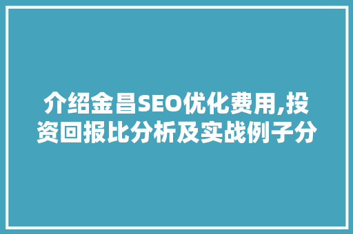 介绍金昌SEO优化费用,投资回报比分析及实战例子分享
