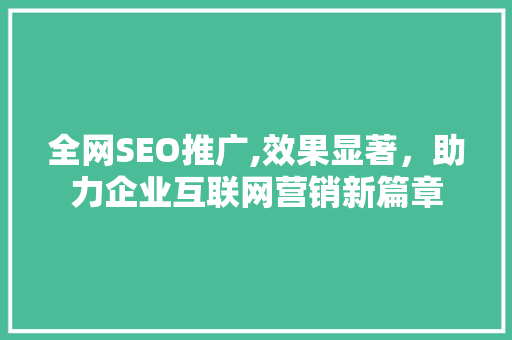 全网SEO推广,效果显著，助力企业互联网营销新篇章