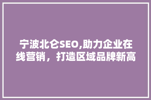 宁波北仑SEO,助力企业在线营销，打造区域品牌新高度