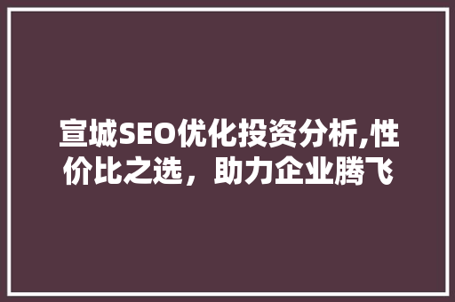 宣城SEO优化投资分析,性价比之选，助力企业腾飞