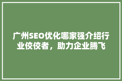 广州SEO优化哪家强介绍行业佼佼者，助力企业腾飞