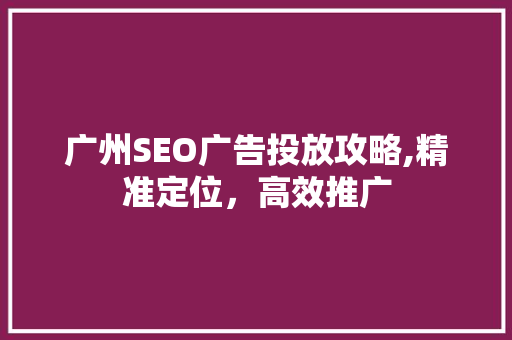 广州SEO广告投放攻略,精准定位，高效推广