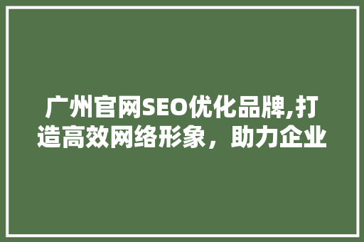 广州官网SEO优化品牌,打造高效网络形象，助力企业腾飞
