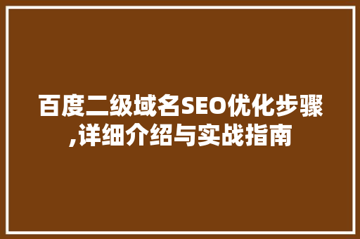 百度二级域名SEO优化步骤,详细介绍与实战指南
