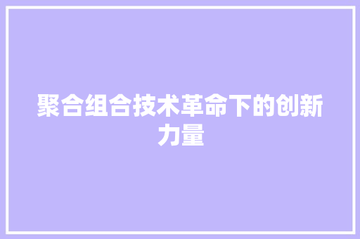 聚合组合技术革命下的创新力量