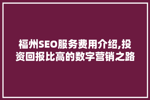福州SEO服务费用介绍,投资回报比高的数字营销之路