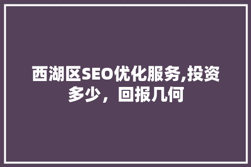 西湖区SEO优化服务,投资多少，回报几何