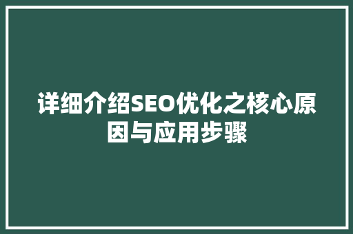 详细介绍SEO优化之核心原因与应用步骤