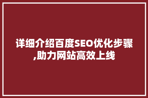 详细介绍百度SEO优化步骤,助力网站高效上线