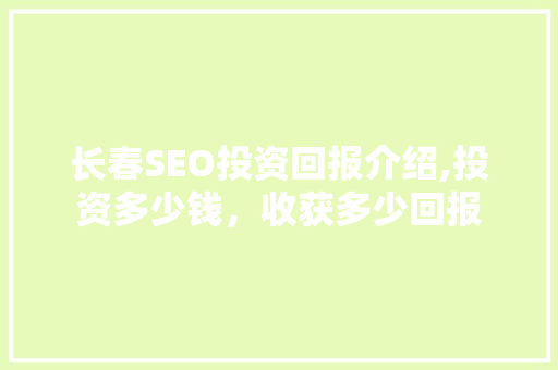 长春SEO投资回报介绍,投资多少钱，收获多少回报
