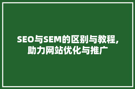 SEO与SEM的区别与教程,助力网站优化与推广
