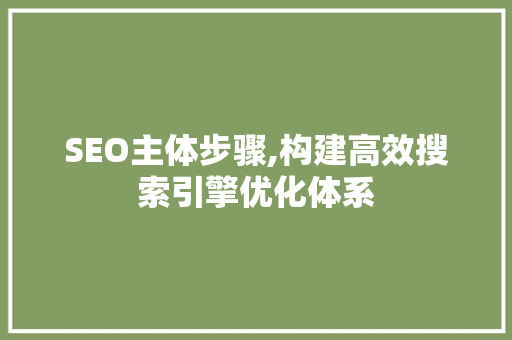 SEO主体步骤,构建高效搜索引擎优化体系