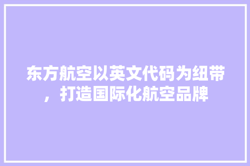 东方航空以英文代码为纽带，打造国际化航空品牌