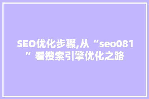 SEO优化步骤,从“seo081”看搜索引擎优化之路