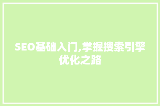 SEO基础入门,掌握搜索引擎优化之路