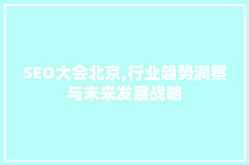 SEO大会北京,行业趋势洞察与未来发展战略
