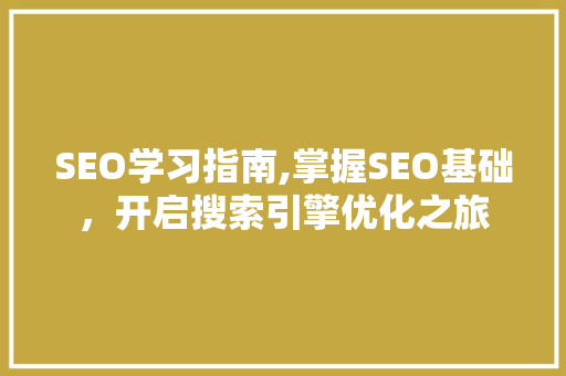 SEO学习指南,掌握SEO基础，开启搜索引擎优化之旅