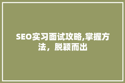 SEO实习面试攻略,掌握方法，脱颖而出