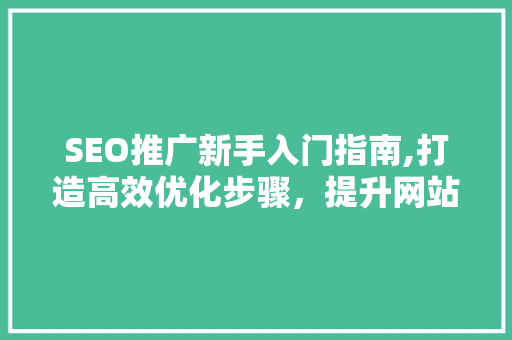 SEO推广新手入门指南,打造高效优化步骤，提升网站排名