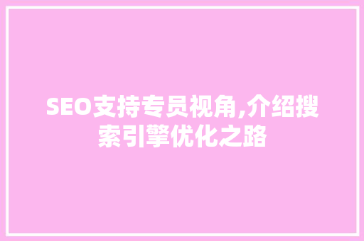SEO支持专员视角,介绍搜索引擎优化之路